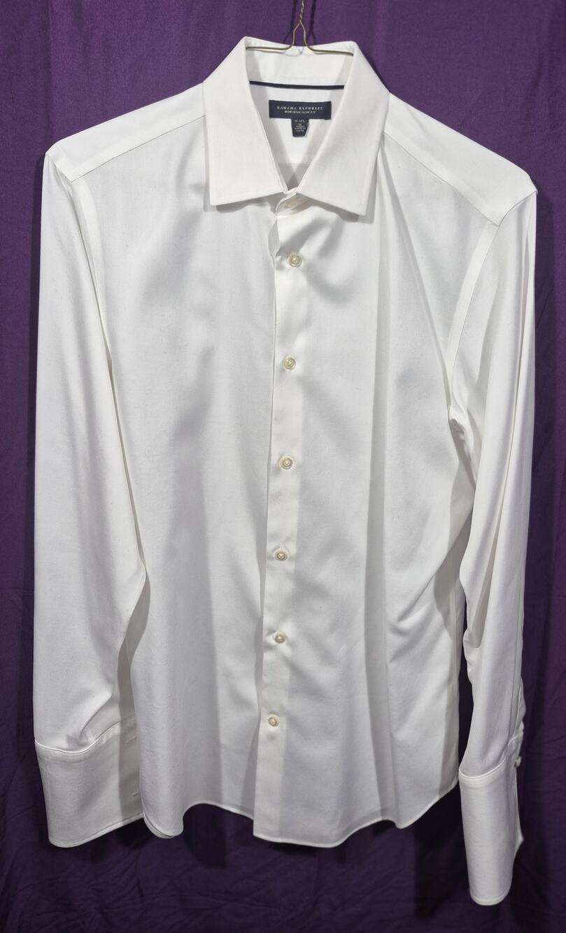 Banana Republic Mens Non-Iron Slim Fit Dress Shirt White Size M 15 15.5 French C
